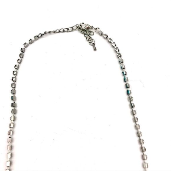 𝅺Double Drop Rhinestone Necklace Silver Vintage - Picture 14 of 14